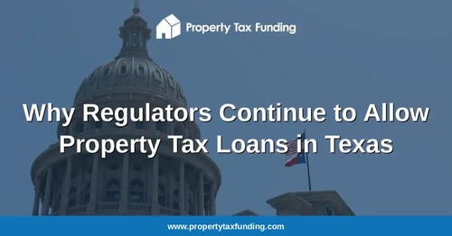 Texas State Capitol dome with a Texas flag against a blue sky, why regulators allow property tax loans in Texas — Property Tax Funding