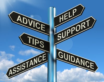 Street sign for advice, help, tips, and more