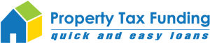 Property Tax Funding logo with company name, house in branded colors and text that reads 'quick and easy loans'