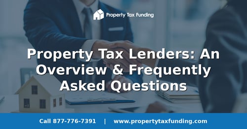 Property tax loan officer and a Texas homeowner shaking hands across a desk with documents and a model house — Property Tax Funding